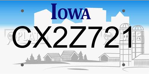 CX2Z721 Iowa License Plate