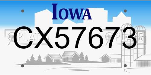 CX57673 Iowa License Plate