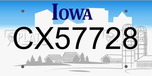 CX57728 Iowa License Plate