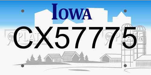 CX57775 Iowa License Plate