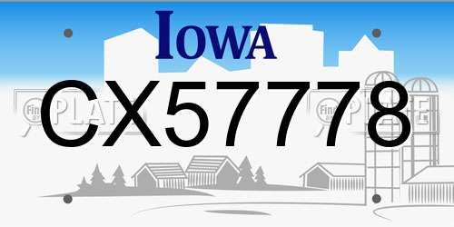 CX57778 Iowa License Plate