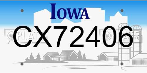 CX72406 Iowa License Plate
