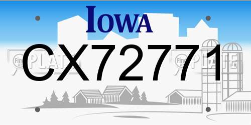 CX72771 Iowa License Plate