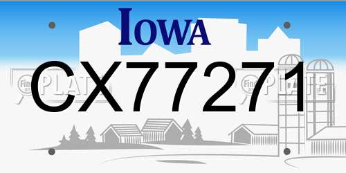 CX77271 Iowa License Plate
