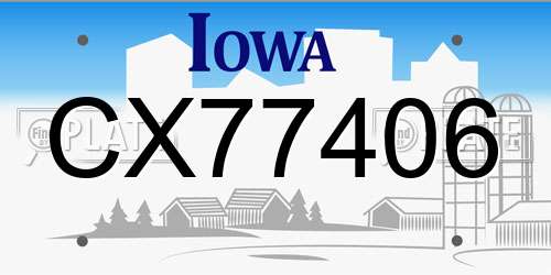 CX77406 Iowa License Plate