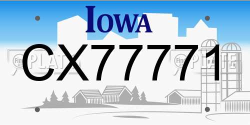 CX77771 Iowa License Plate