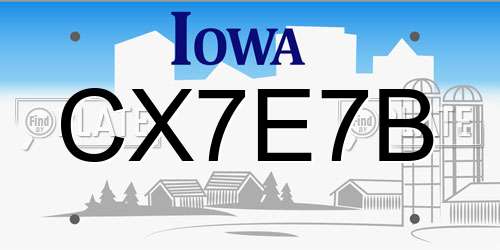 CX7E7B Iowa License Plate