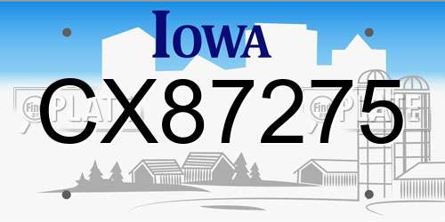 CX87275 Iowa License Plate