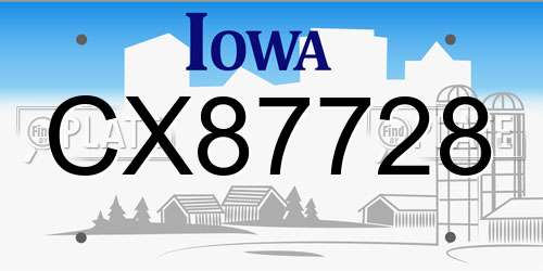 CX87728 Iowa License Plate