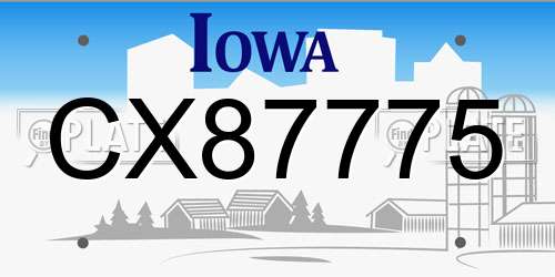 CX87775 Iowa License Plate