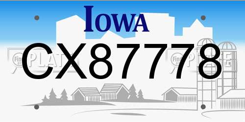 CX87778 Iowa License Plate