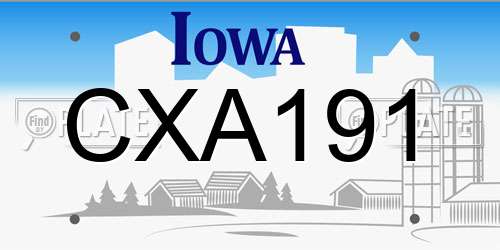 CXA191 Iowa License Plate