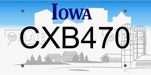 CXB470 Iowa License Plate