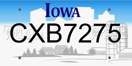 CXB7275 Iowa License Plate