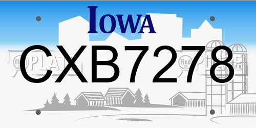 CXB7278 Iowa License Plate