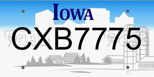 CXB7775 Iowa License Plate