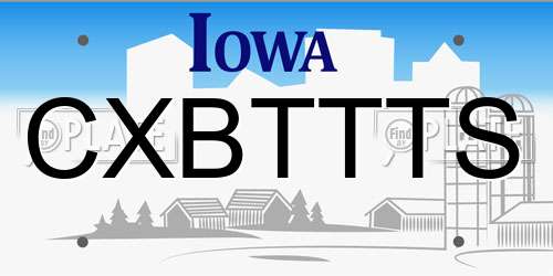 CXBTTTS Iowa License Plate