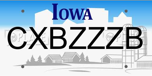 CXBZZZB Iowa License Plate