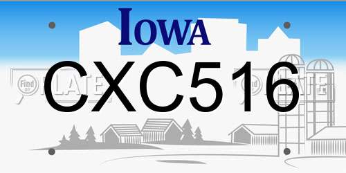 CXC516 Iowa License Plate