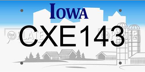 CXE143 Iowa License Plate