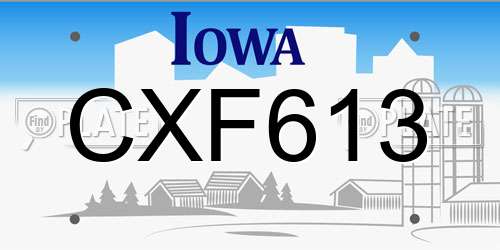 CXF613 Iowa License Plate