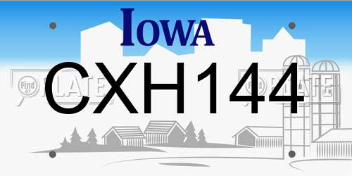 CXH144 Iowa License Plate