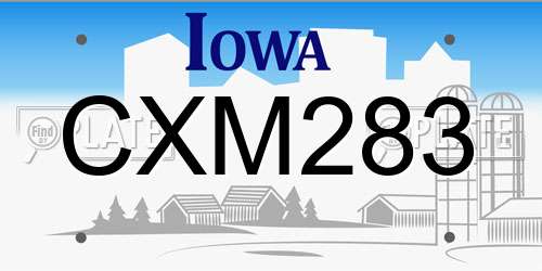 CXM283 Iowa License Plate
