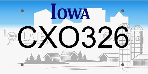 CXO326 Iowa License Plate