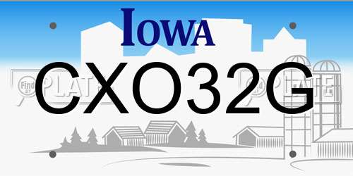 CXO32G Iowa License Plate