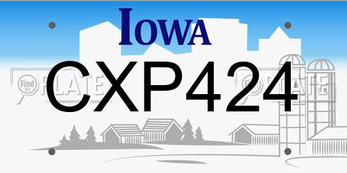 CXP424 Iowa License Plate