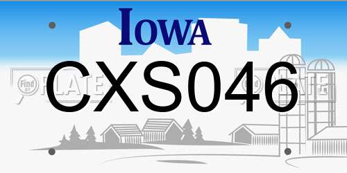 CXS046 Iowa License Plate