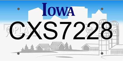 CXS7228 Iowa License Plate