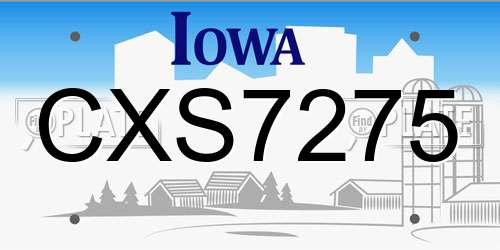 CXS7275 Iowa License Plate