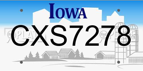 CXS7278 Iowa License Plate