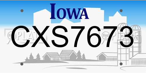 CXS7673 Iowa License Plate