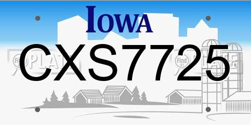CXS7725 Iowa License Plate