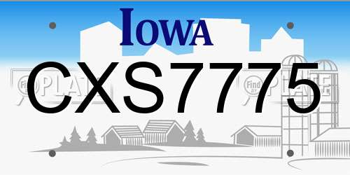 CXS7775 Iowa License Plate