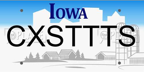 CXSTTTS Iowa License Plate