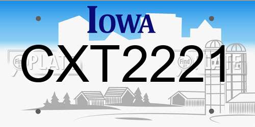 CXT2221 Iowa License Plate