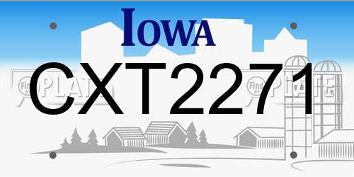 CXT2271 Iowa License Plate