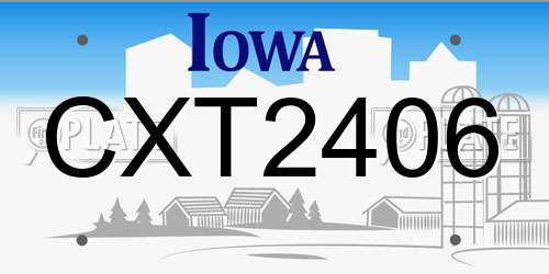 CXT2406 Iowa License Plate