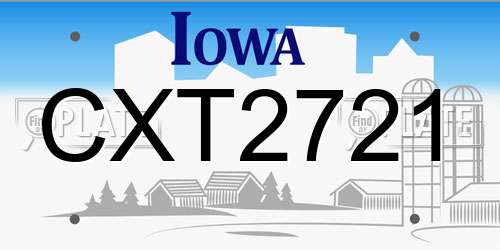 CXT2721 Iowa License Plate