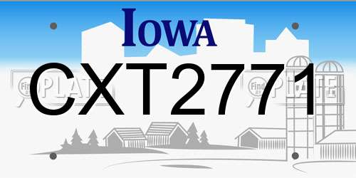 CXT2771 Iowa License Plate