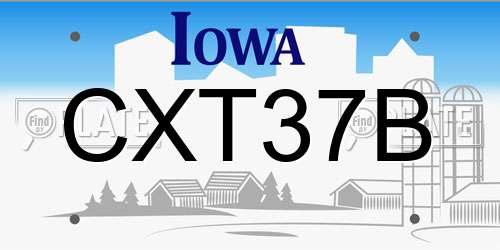CXT37B Iowa License Plate