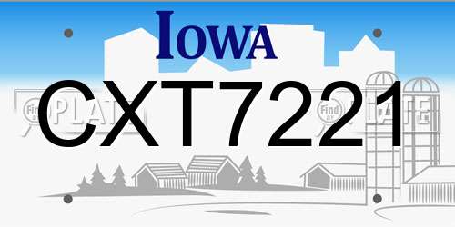 CXT7221 Iowa License Plate