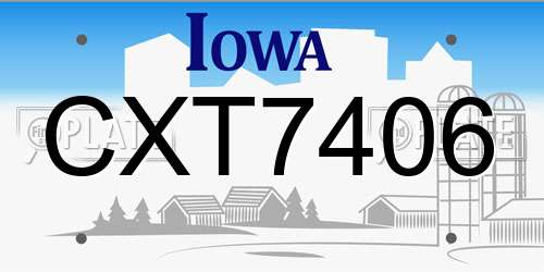 CXT7406 Iowa License Plate