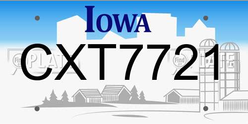 CXT7721 Iowa License Plate