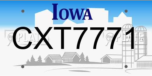 CXT7771 Iowa License Plate