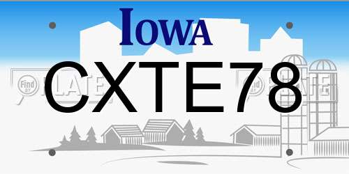 CXTE78 Iowa License Plate