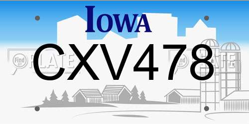 CXV478 Iowa License Plate